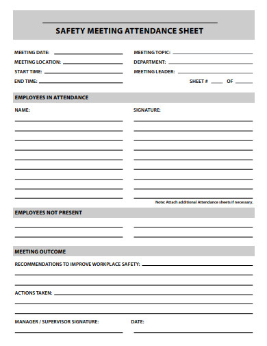 11+ Staff Meeting Attendance Sheet Templates in PDF | DOC | Free ...