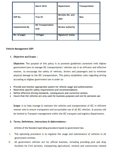 12+ Logistics SOP Templates in PDF | DOC