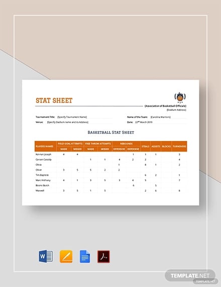 stat sheet template