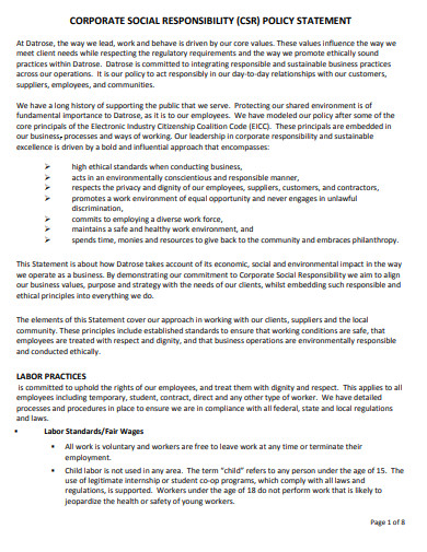 FREE 10+ Corporate Social Responsibility Policy Templates in PDF | MS Word