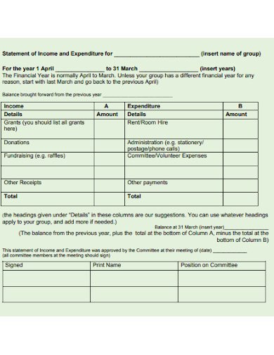 statement of income and expenditure