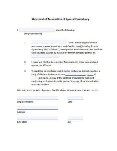 statement of termination of spousal equivalency