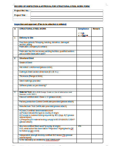 10  Structure Inspection Form Templates in PDF DOC