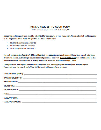 student audit request form simple