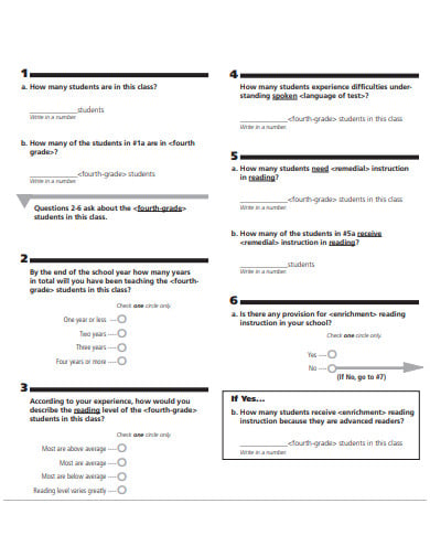 student behaviour teacher questionnaire template