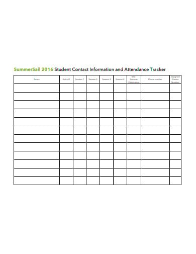 student contract information attendance tracker