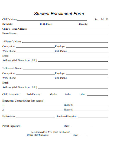 14+ Student Enrollment Form Templates PDF | DOC