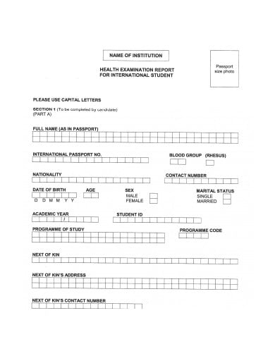 student health check form