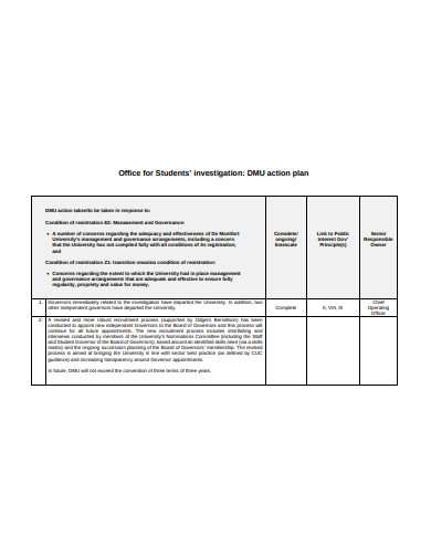student-office-action-plan-template