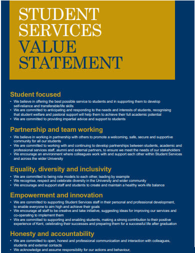 student-service-value-statement-