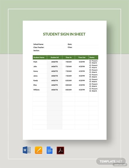 student sign in sheet template1