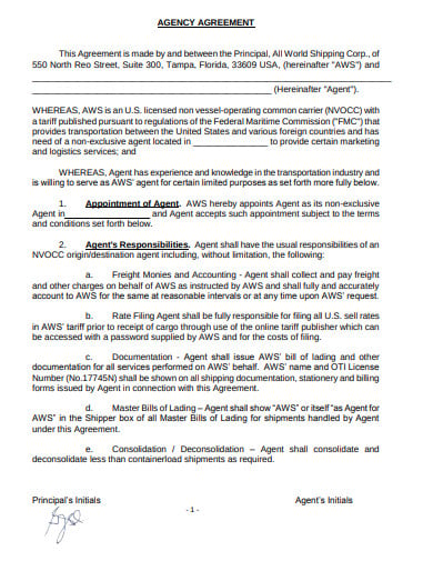 sub agency agreement in pdf