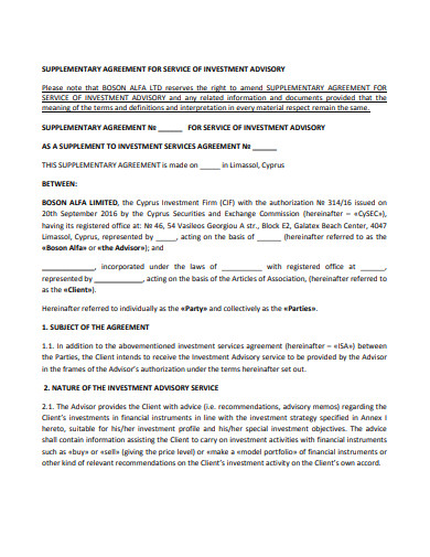 assignment of investment advisory agreement