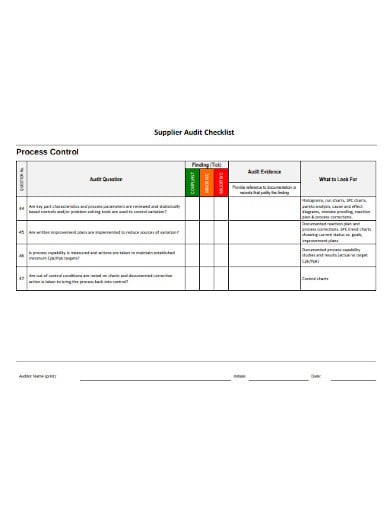 supplier-process-control-audit-checklist-template