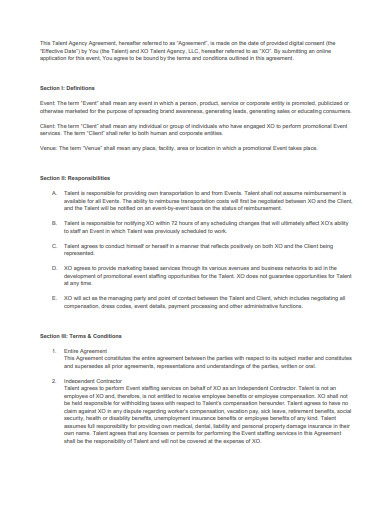 9  Talent Agency Agreement Templates in PDF