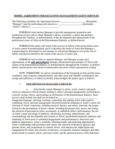 9  Talent Agency Agreement Templates in PDF