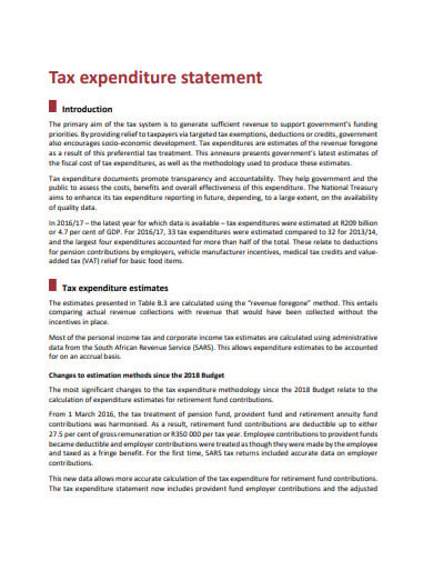 tax expenditure statement template