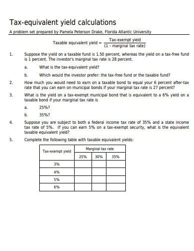 tax equivalent yield calculations