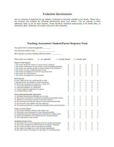 teacher appreciation evaluation questionnaire