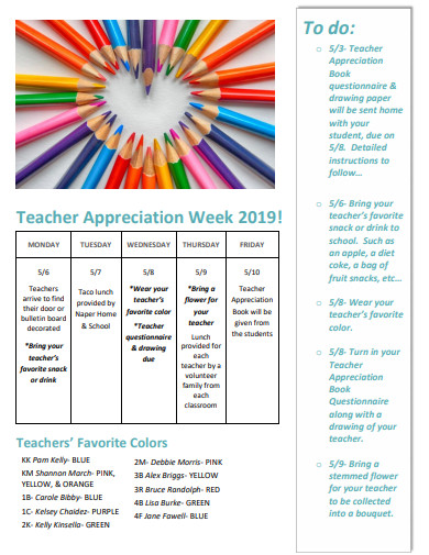 teacher appreciation week questionnaire