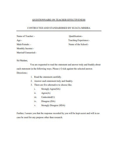 teacher questionnaire template in pdf