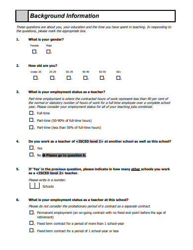teacher questionnaire template