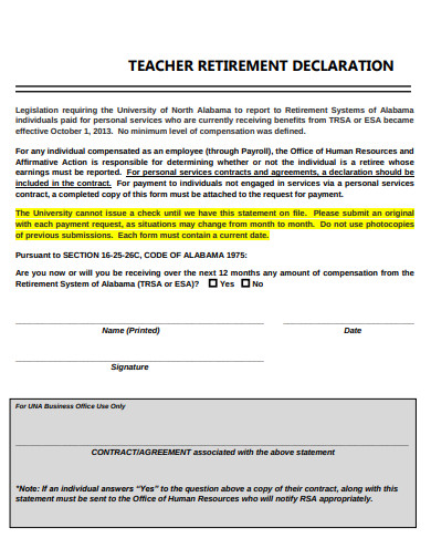 11 Retirement Declaration Templates In Pdf Doc