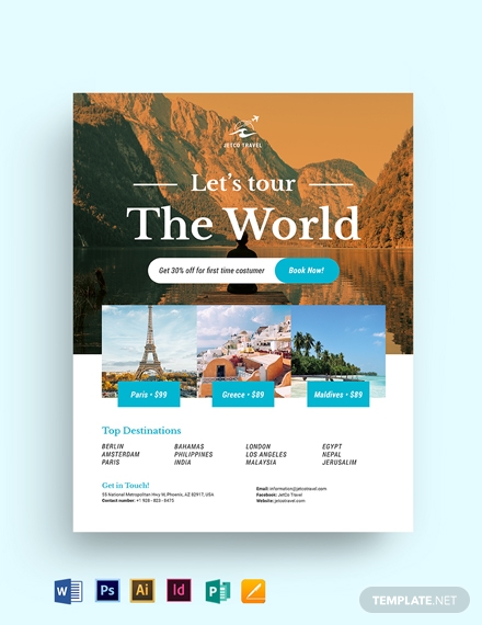 tour travel agency flyer template