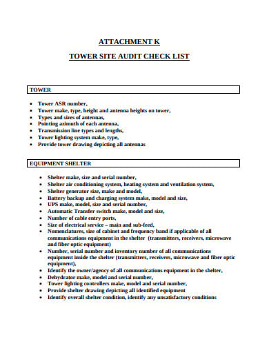 tower site audit template