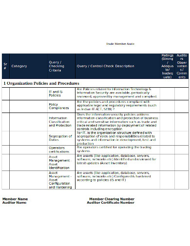 trade member asset management audit template