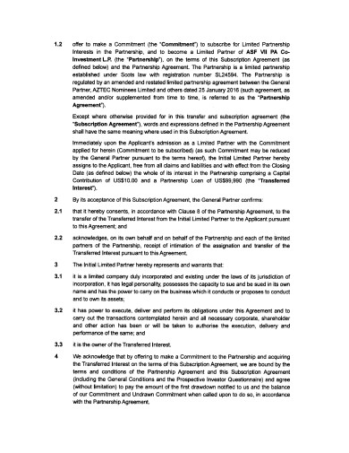 transfer subscription co investments agreement template