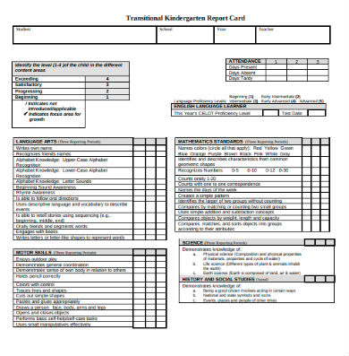 10+ Kindergarten Report Card in Word | Illustrator | Pages | Editable ...