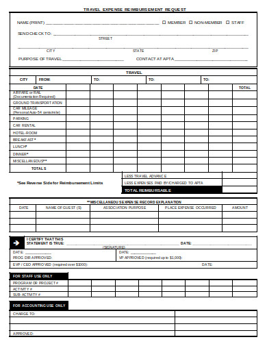 travel expense reimbursement form