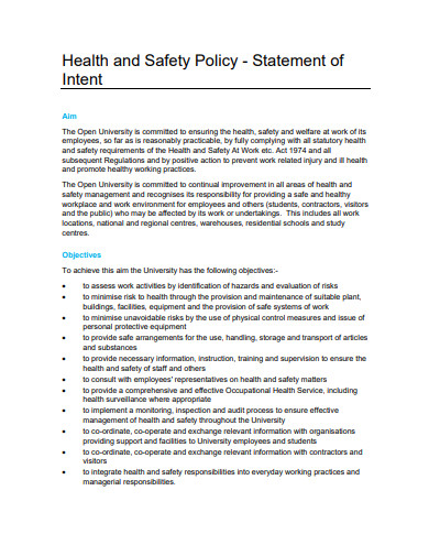 8+ Health and Safety Statement Templates in PDF | DOC