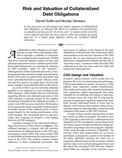 valuation of collateralized debt obligation