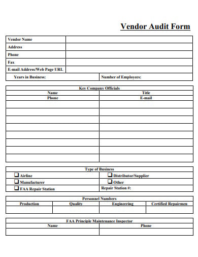 vendor-audit-form-template