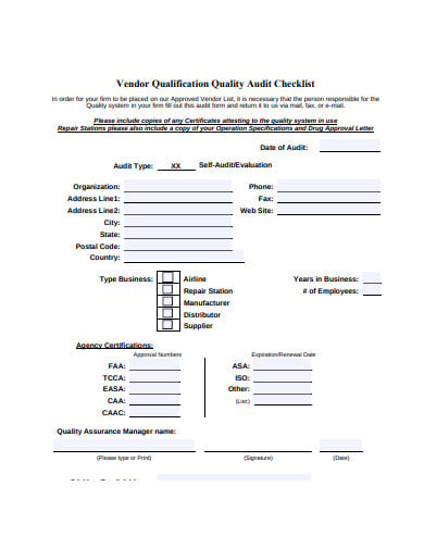 vendor-qualification-quality-audit-checklist-form