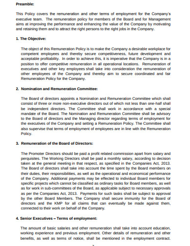 11+ Remuneration Policy Templates in PDF | Ms Word