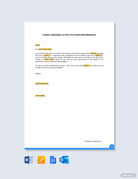 14+ Verbal Warning Follow-up Letter Templates | Free Samples, Examples ...