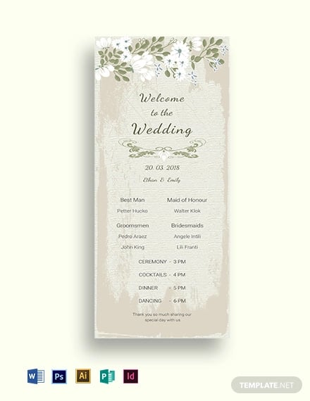 vintage wedding program card template