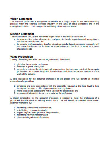 vision statement and mission statement value proposition template