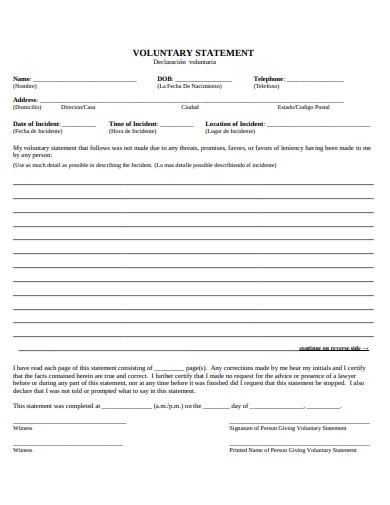 voluntary declaration statement form template