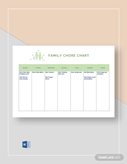 10+ Family Chore Chart Templates - PDF, DOC, Excel | Free & Premium