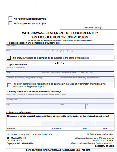 withdrawal statement of conversion template