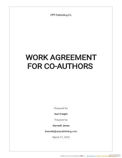 work agreement template for co authors
