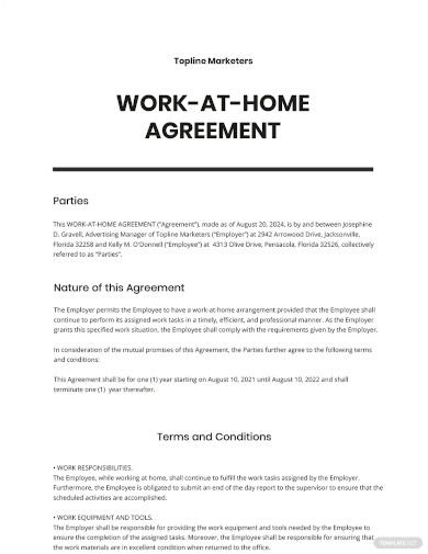 homeworking agreement