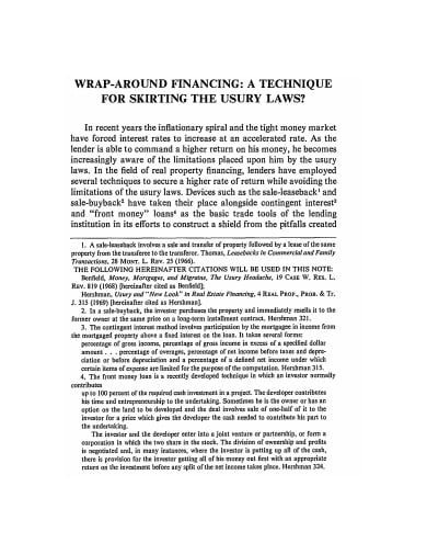 wrap around financing a technique