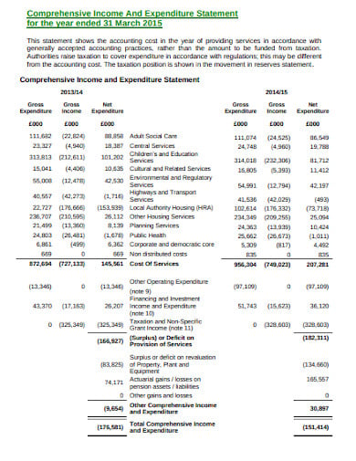 10 Income And Expenditure Statement Templates In Pdf Word 9592