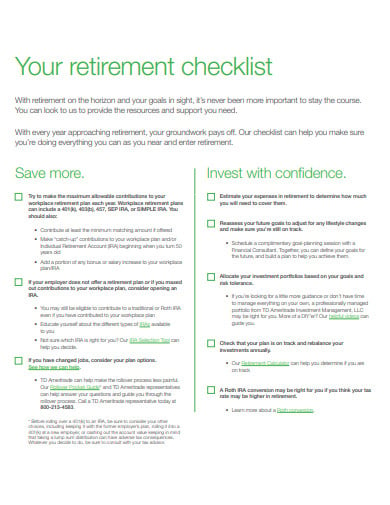 11  Retirement Checklist Templates in PDF DOC