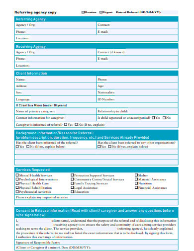 inter agency refferal form templates
